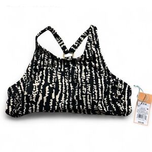 Black and Cream Patterned Bikini Top